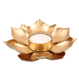 NOVICA Golden Lotus Glow, Steel tealight candleholder