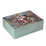 NOVICA Handmade Floral Cats Decoupage Wood Decorative Box - 3.4" H x 10.25" W x 7.75" D
