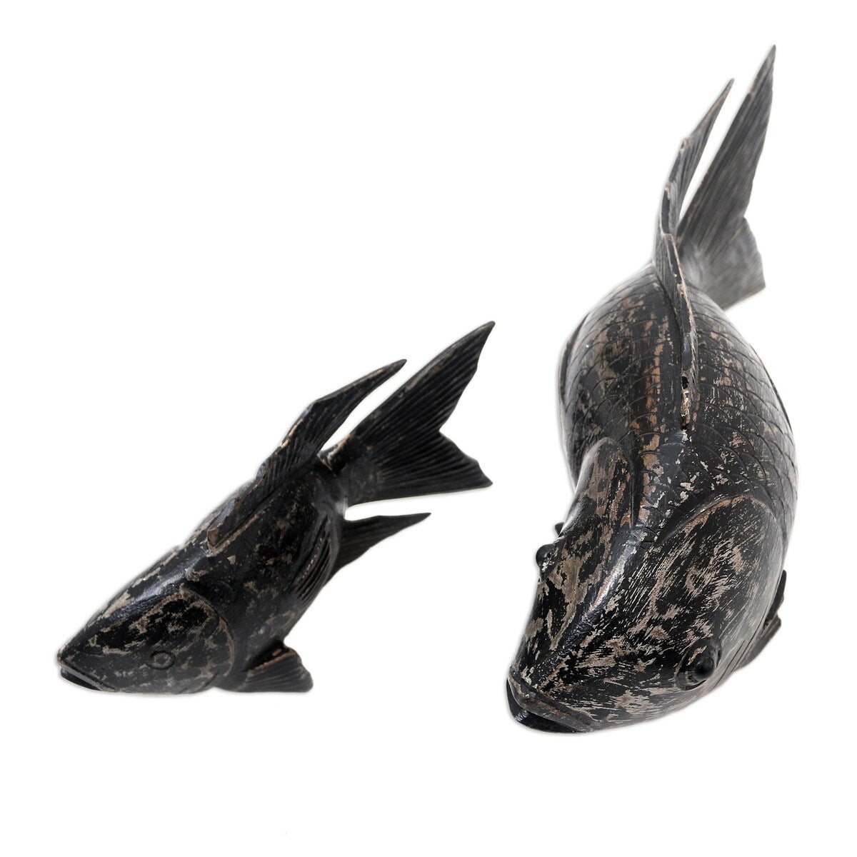 NOVICA Handmade Koi Fish Wood Statuettes (Pair)