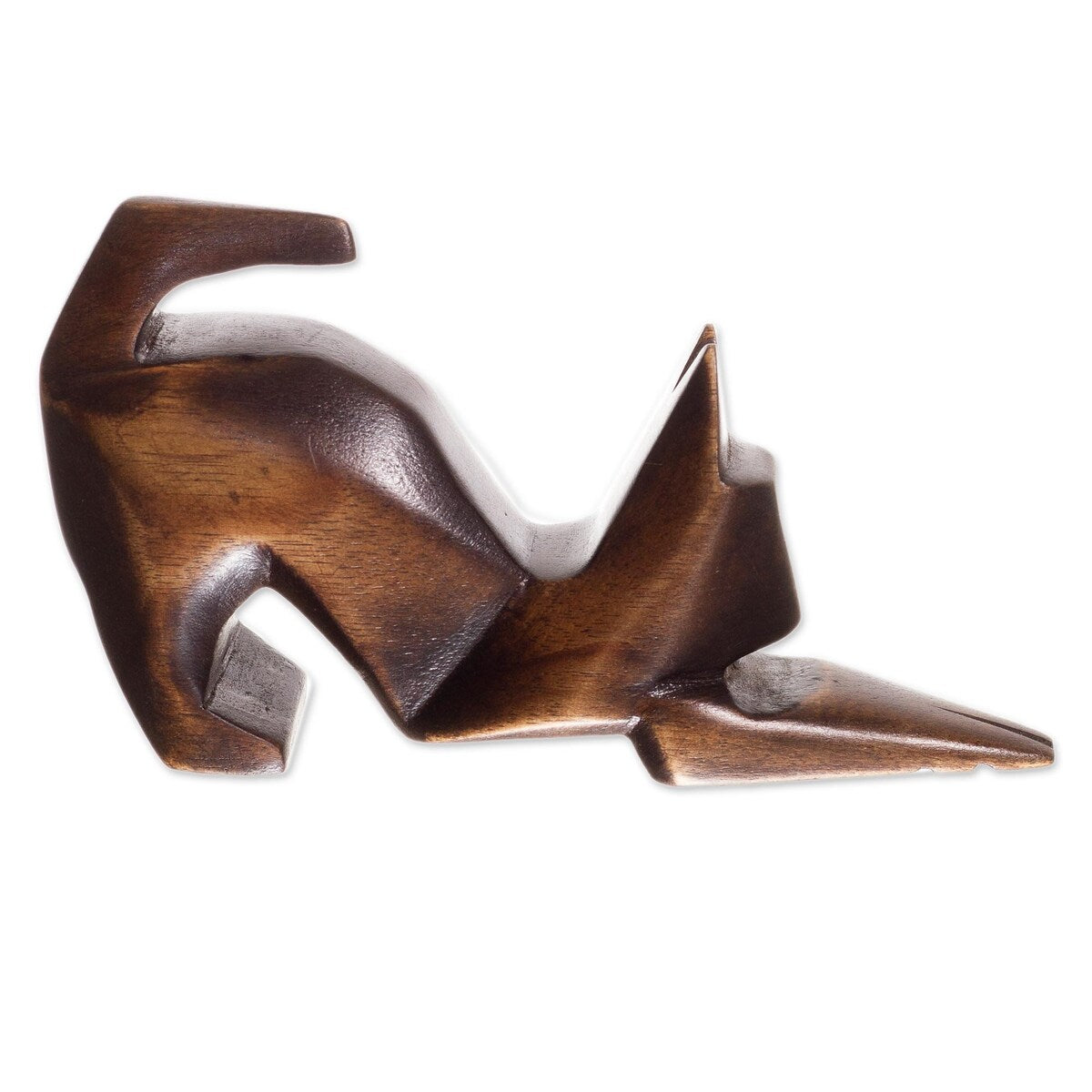 NOVICA Handmade Simple Cat Wood Figurine - 3" H x 1.6" W x 5" D