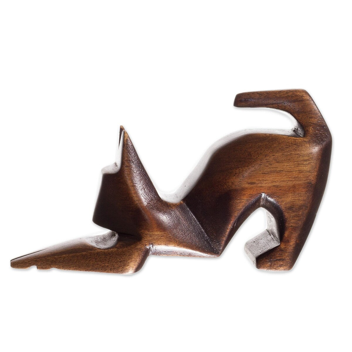 NOVICA Handmade Simple Cat Wood Figurine - 3" H x 1.6" W x 5" D