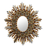 NOVICA Handmade Yellow Iris Reverse-Painted Glass Wall Accent Mirror