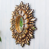 NOVICA Handmade Yellow Iris Reverse-Painted Glass Wall Accent Mirror