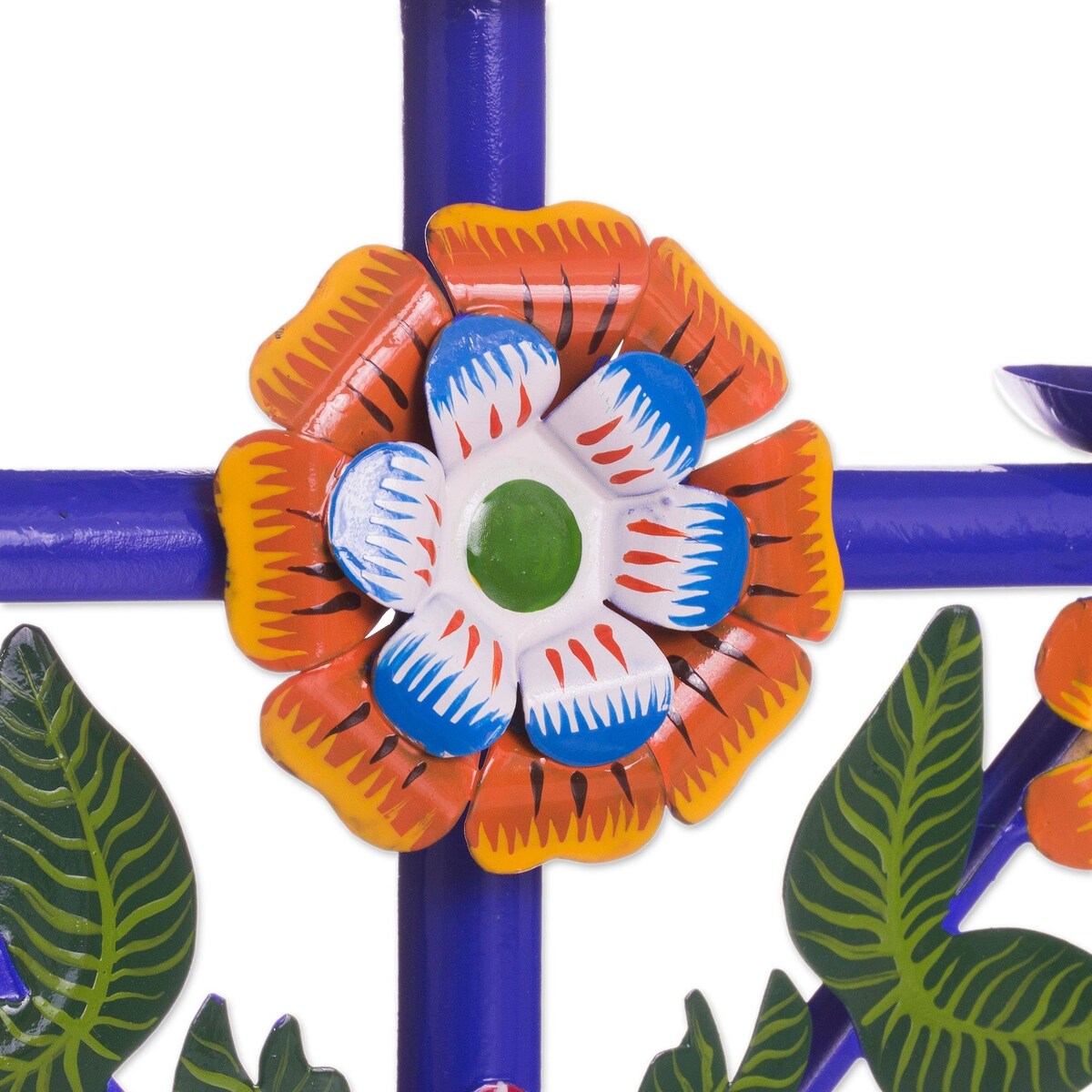NOVICA Margarita Temple in Blue Recycled metal candelabra,