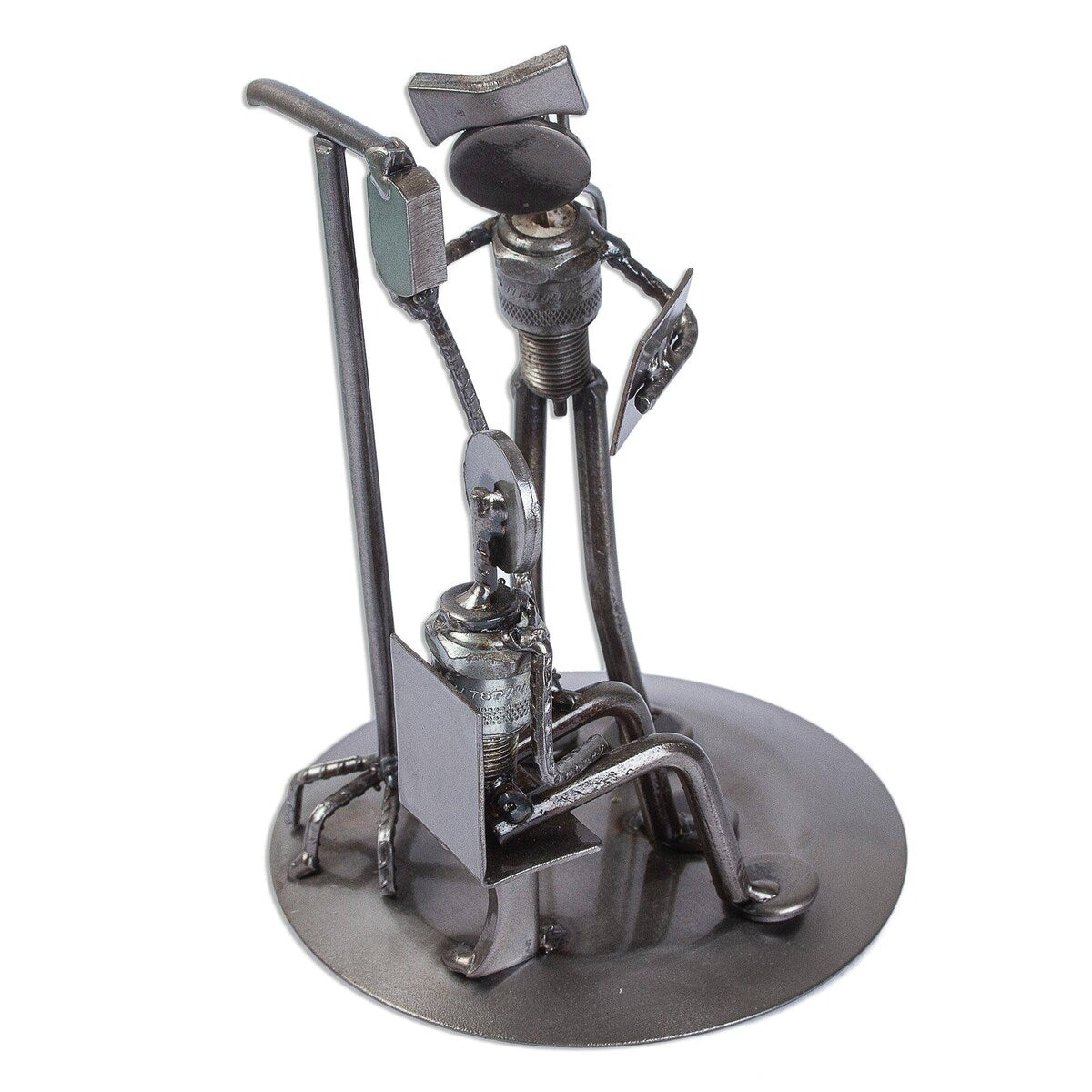 NOVICA Rustic Infusion Nurse, Recycled auto parts sculpture