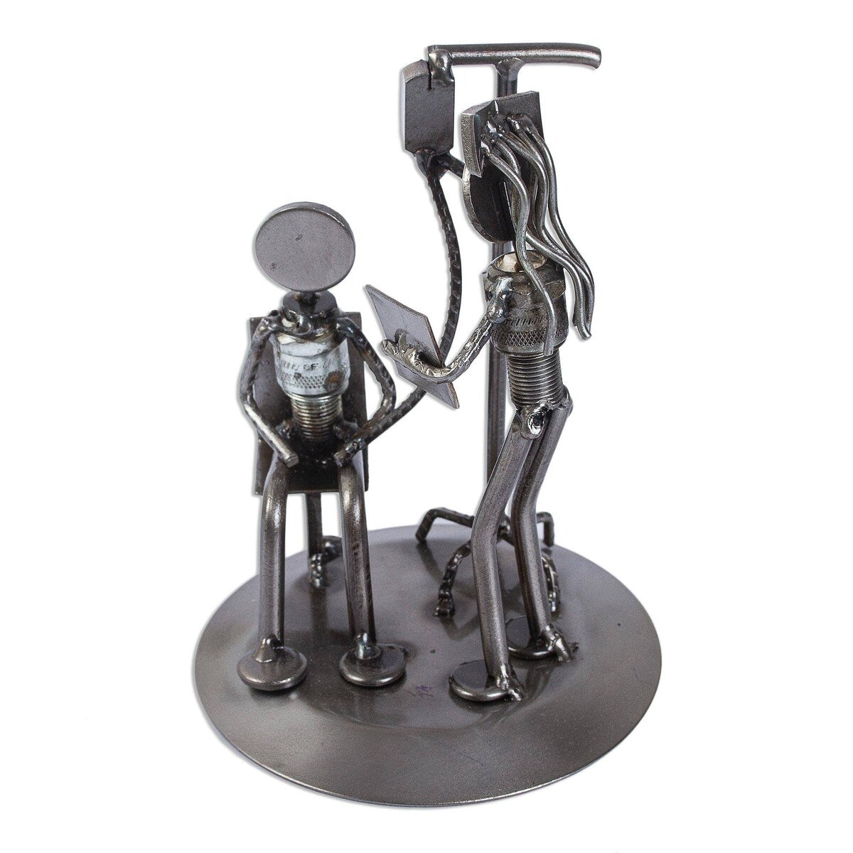 NOVICA Rustic Infusion Nurse, Recycled auto parts sculpture