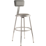 NPS Height Adjustable Vinyl Padded Steel Stool with Backrest, Grey