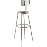 NPS Height Adjustable Vinyl Padded Steel Stool with Backrest, Grey