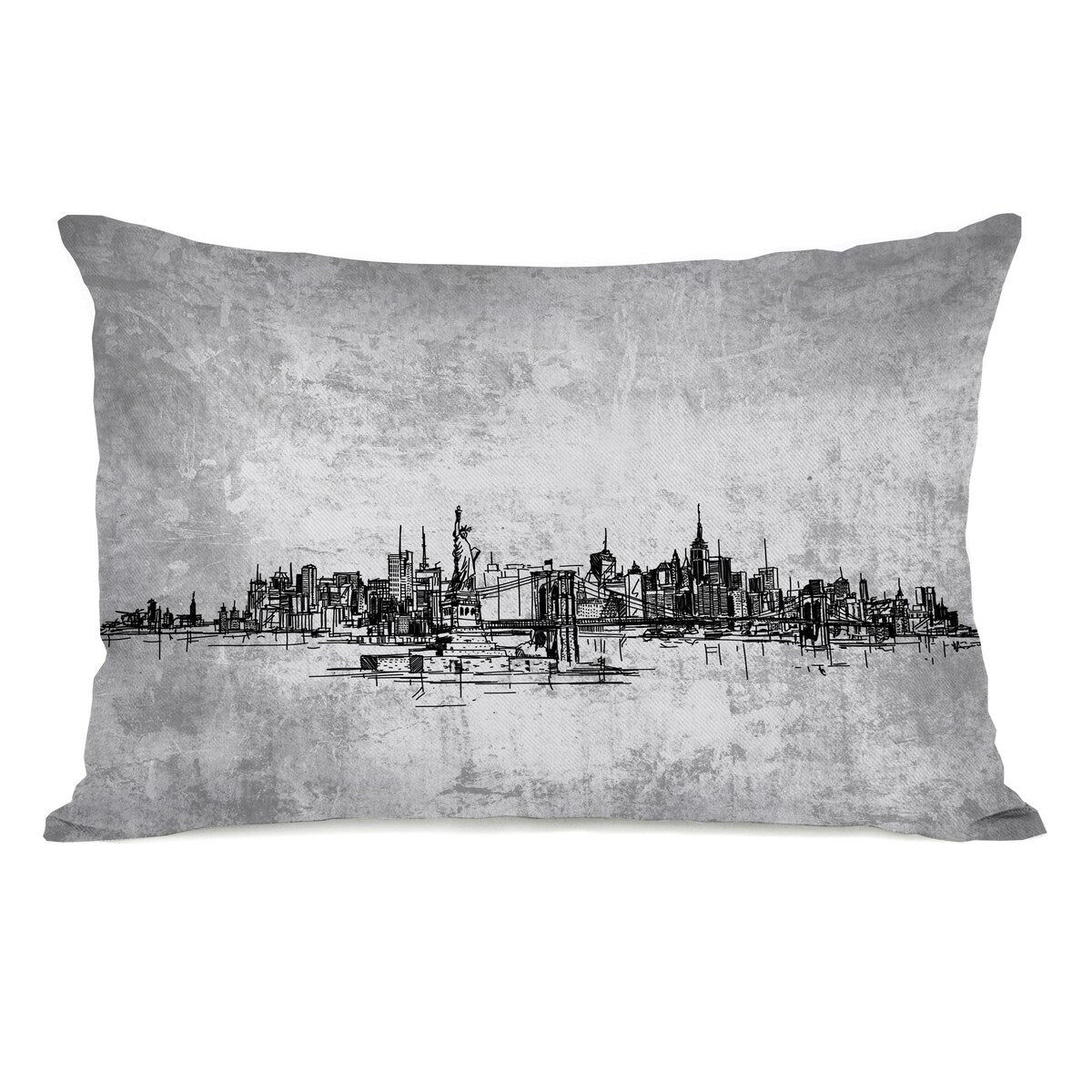 NYC Skyline - Gray 14x20 Pillow by OBC