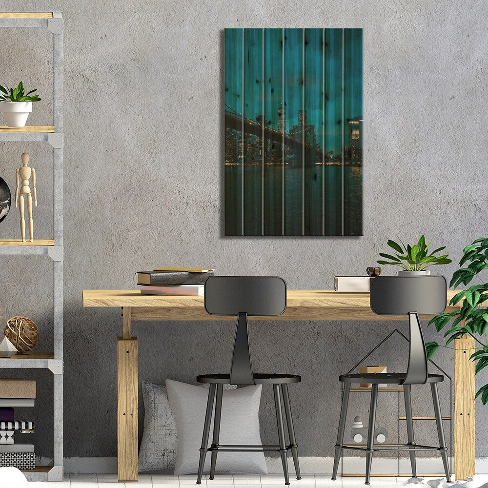 NYC Skyline From Dumbo I Print On Wood by Jon Bilous - Multi-Color