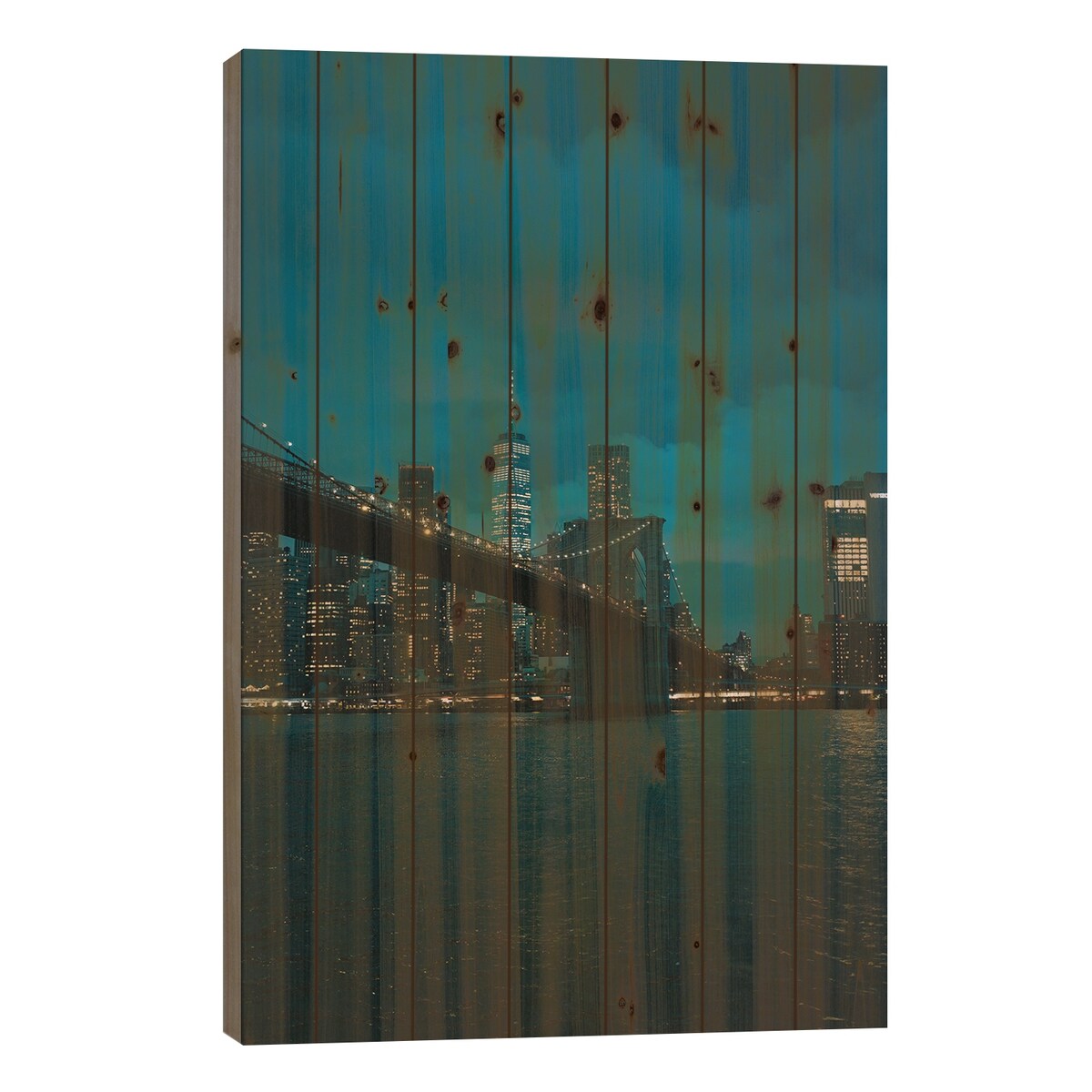 NYC Skyline From Dumbo I Print On Wood by Jon Bilous - Multi-Color