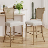 Naci Rubberwood Farmhouse 30-Inch Barstool with Cane Backrest (set of 2) by Christopher Knight Home