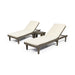 Nadine Outdoor Acacia Wood 3 Piece Chaise Lounge Set with Water-Resistant Cushions by Christopher Knight Home