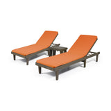 Nadine Outdoor Acacia Wood 3 Piece Chaise Lounge Set with Water-Resistant Cushions by Christopher Knight Home