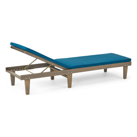 Nadine Outdoor Acacia Wood Cushioned Chaise Lounge Set by Christopher Knight Home