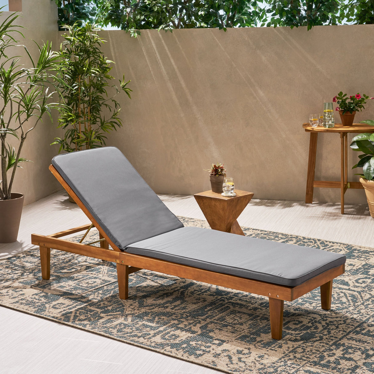 Nadine Outdoor Fabric Chaise Lounge Cushion by Christopher Knight Home