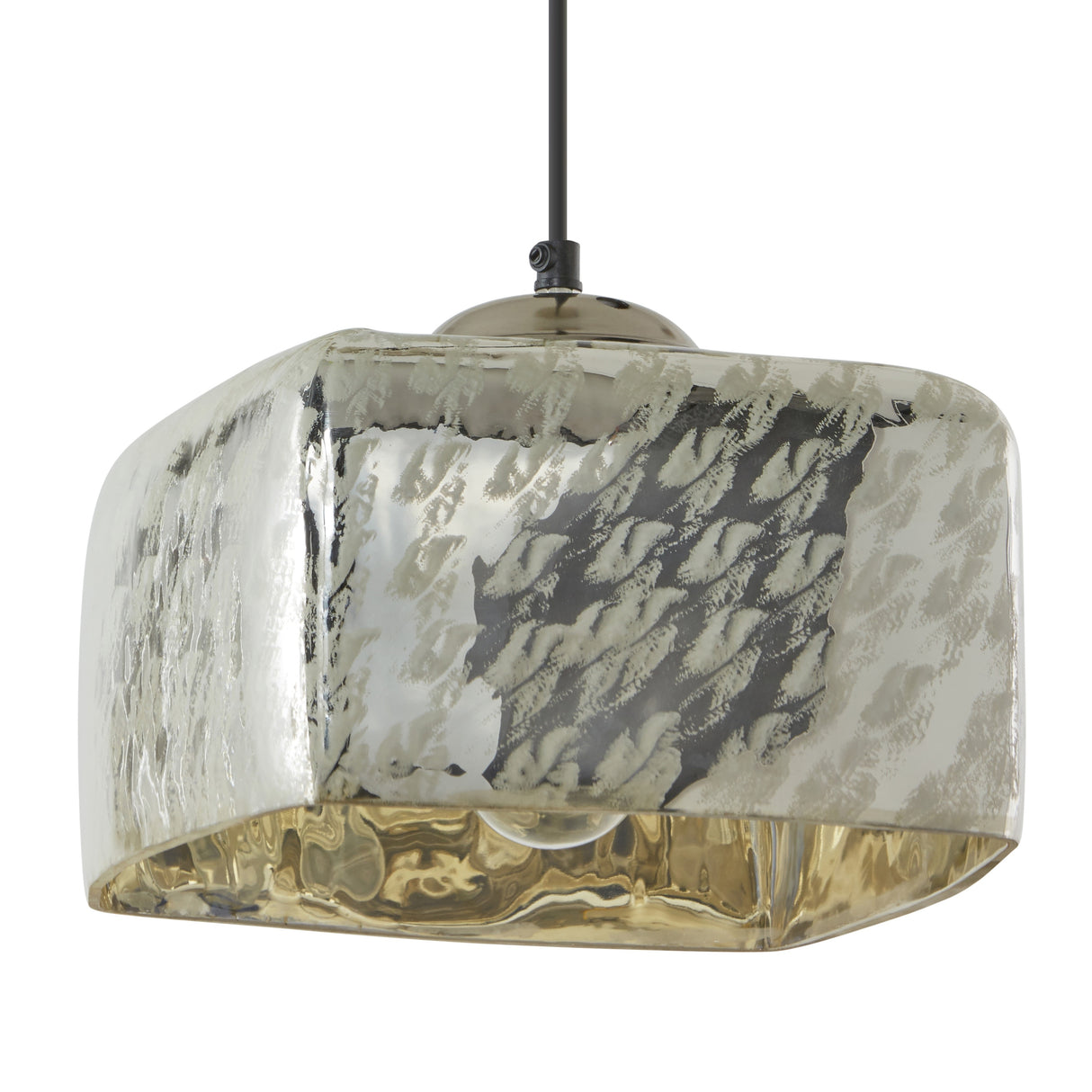 Nadya River of Goods Painted Silver Glass and Metal Square Shade Pendant Light - 10"x 10"x 8.5/73.5"