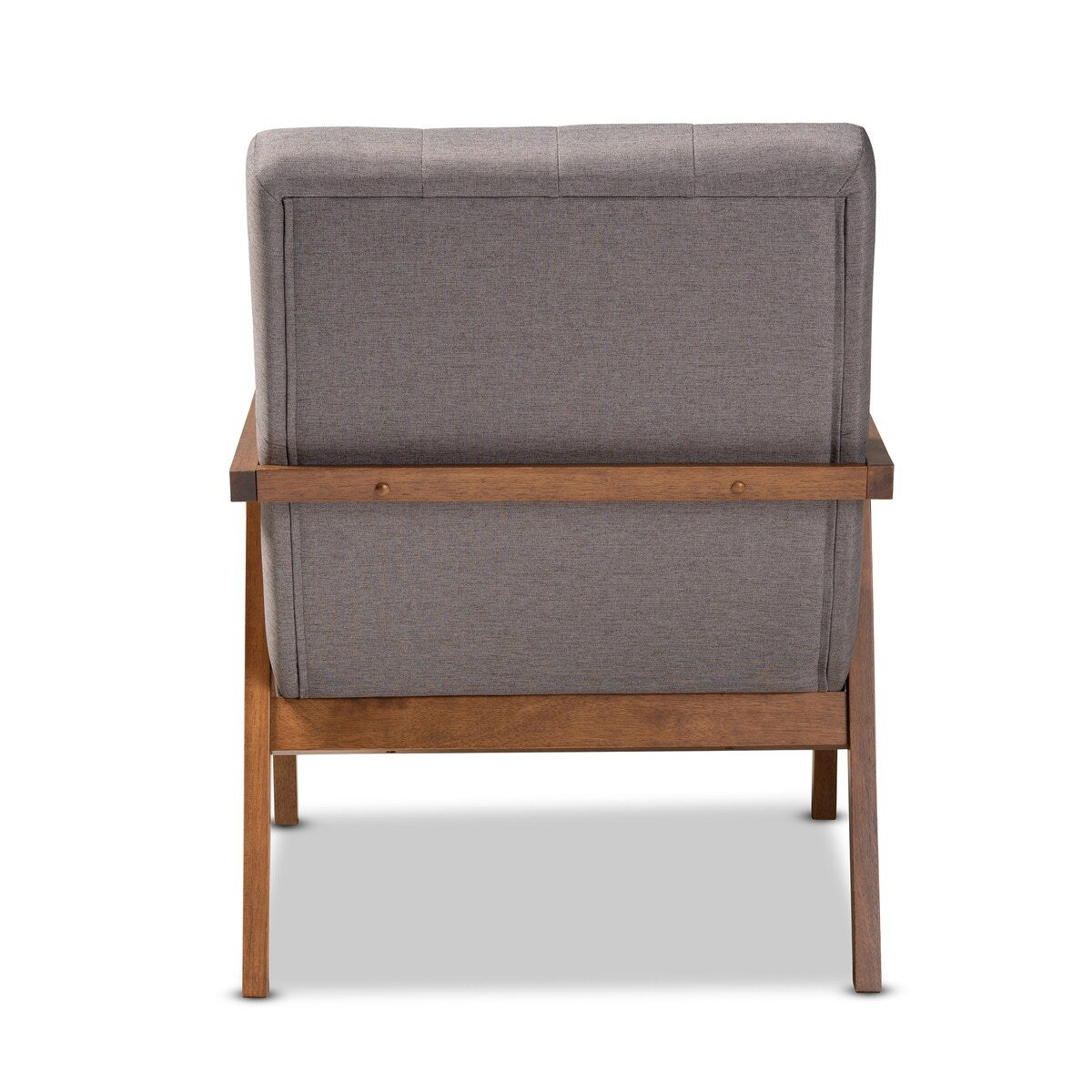 Naeva Mid-Century Modern Grey Fabric Upholstered Walnut Finished Wood Armchair