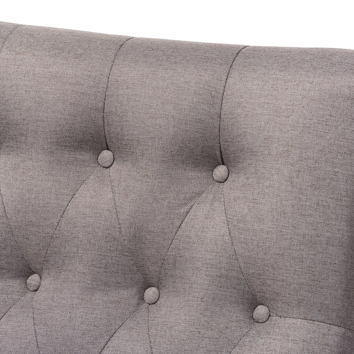 Naeva Mid-Century Modern Grey Fabric Upholstered Walnut Finished Wood Armchair