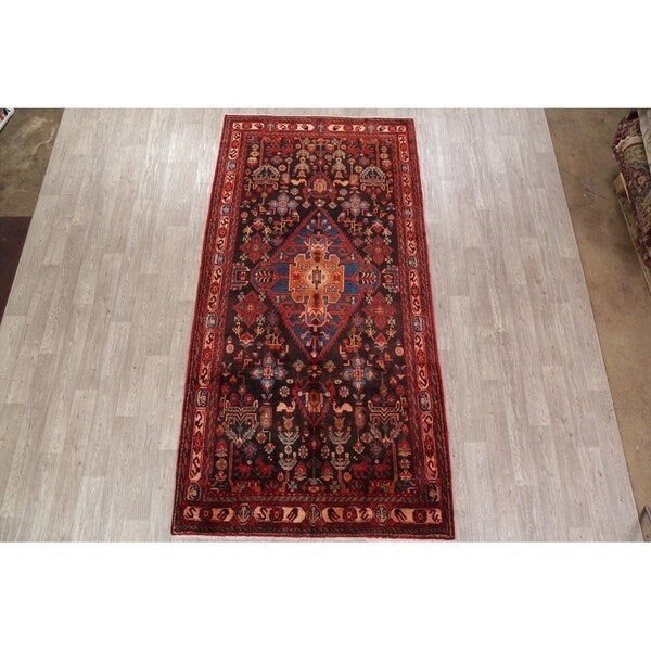 Nahavand Geometric Hand Knotted Wool Persian Rug - 10'5" x 5'3" Runner