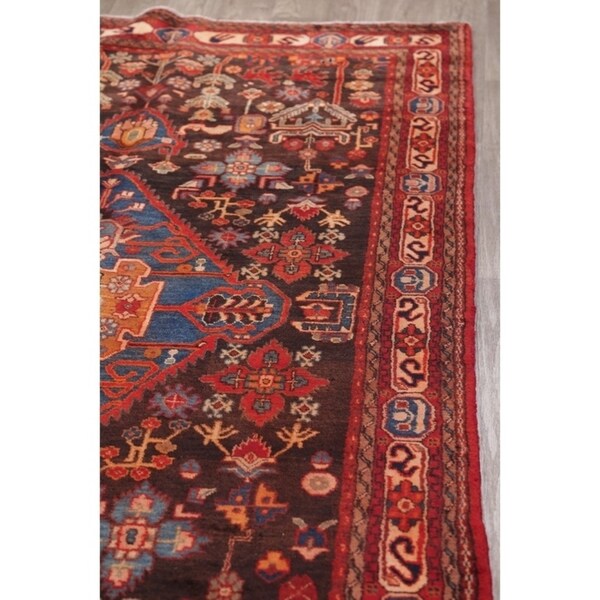 Nahavand Geometric Hand Knotted Wool Persian Rug - 10'5" x 5'3" Runner