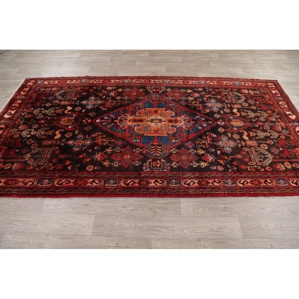 Nahavand Geometric Hand Knotted Wool Persian Rug - 10'5" x 5'3" Runner