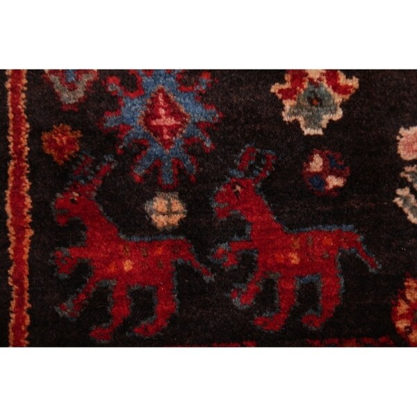 Nahavand Geometric Hand Knotted Wool Persian Rug - 10'5" x 5'3" Runner