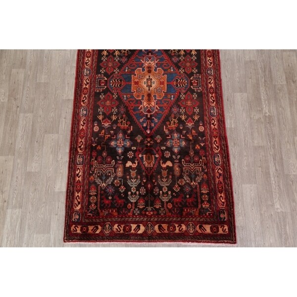 Nahavand Geometric Hand Knotted Wool Persian Rug - 10'5" x 5'3" Runner