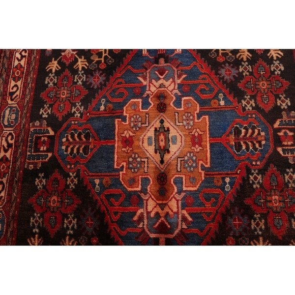 Nahavand Geometric Hand Knotted Wool Persian Rug - 10'5" x 5'3" Runner