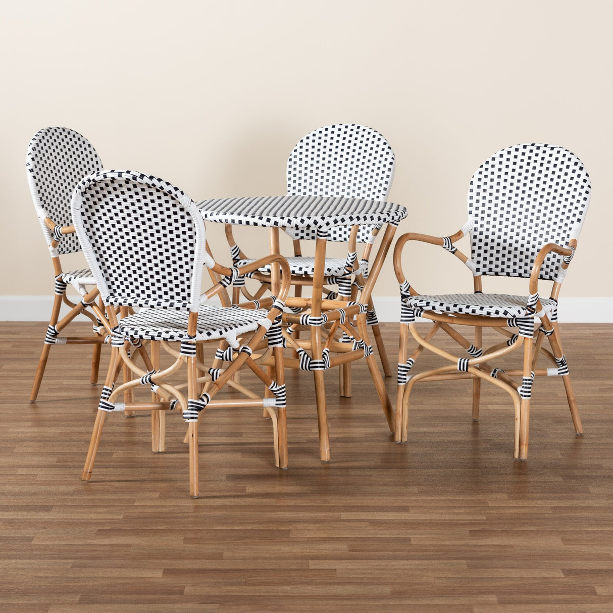 Naila French Provincial Plastic Weaving/ Rattan Indoor/ Outdoor Dining Set(5PC)