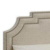 Nailhead Marquee Upholstered King Bed in Beige