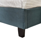 Nailhead Marquee Upholstered Twin Bed in Jasper Blue