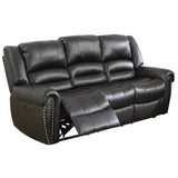 Nailhead Trim Leatherette Power Sofa, Black