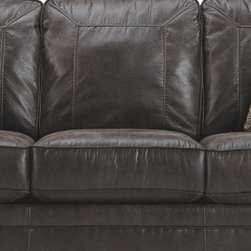 Nailhead Trim Leatherette Queen Sofa Sleeper with Rolled Arms, Dark Brown