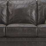 Nailhead Trim Leatherette Queen Sofa Sleeper with Rolled Arms, Dark Brown