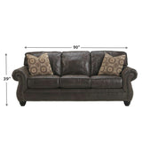 Nailhead Trim Leatherette Queen Sofa Sleeper with Rolled Arms, Dark Brown