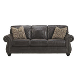 Nailhead Trim Leatherette Queen Sofa Sleeper with Rolled Arms, Dark Brown