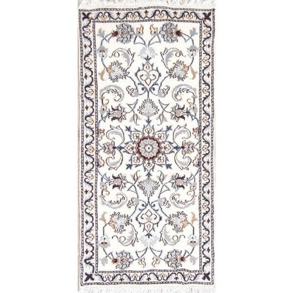 Nain Floral Hand Knotted Wool Persian Rug - 4'8" x 2'3" Runner