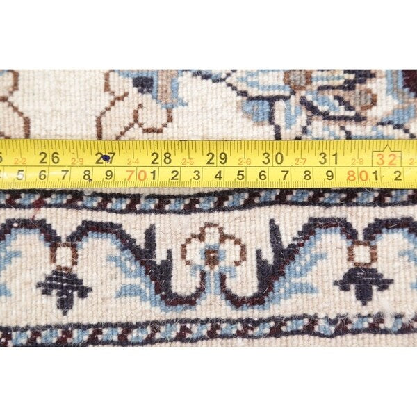 Nain Floral Hand Knotted Wool Persian Rug - 4'8" x 2'3" Runner