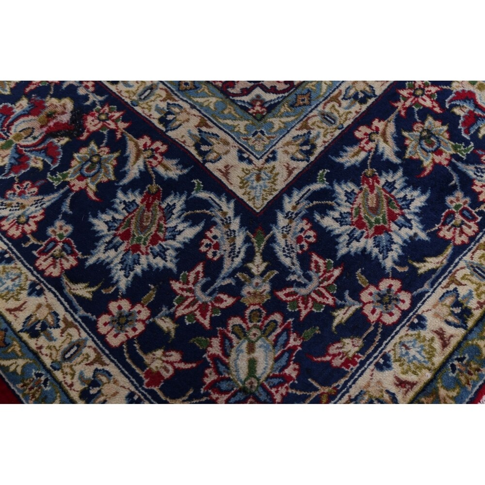 Najafabad Floral Medallion Traditional Handmade Wool Persian Area Rug - 12'10" x 9'11"