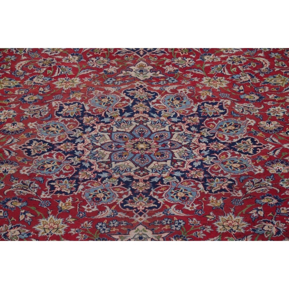 Najafabad Floral Medallion Traditional Handmade Wool Persian Area Rug - 12'10" x 9'11"
