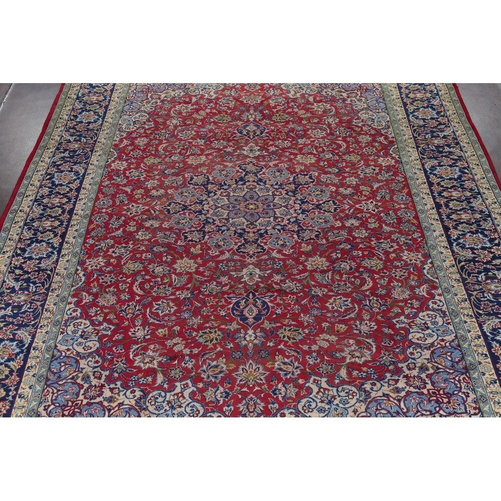 Najafabad Floral Medallion Traditional Handmade Wool Persian Area Rug - 12'10" x 9'11"