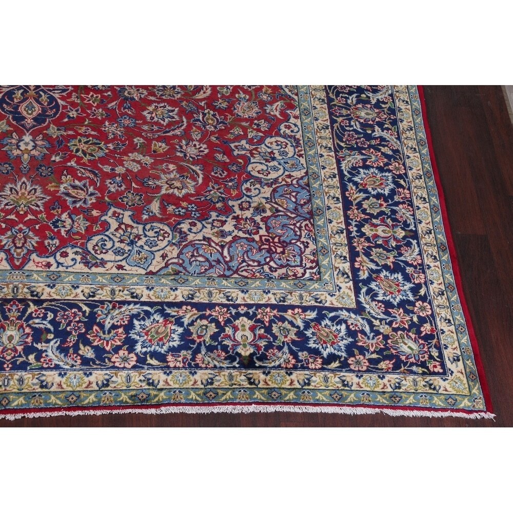 Najafabad Floral Medallion Traditional Handmade Wool Persian Area Rug - 12'10" x 9'11"