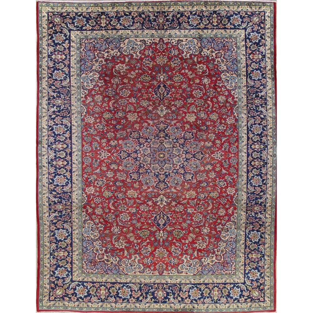 Najafabad Floral Medallion Traditional Handmade Wool Persian Area Rug - 12'10" x 9'11"