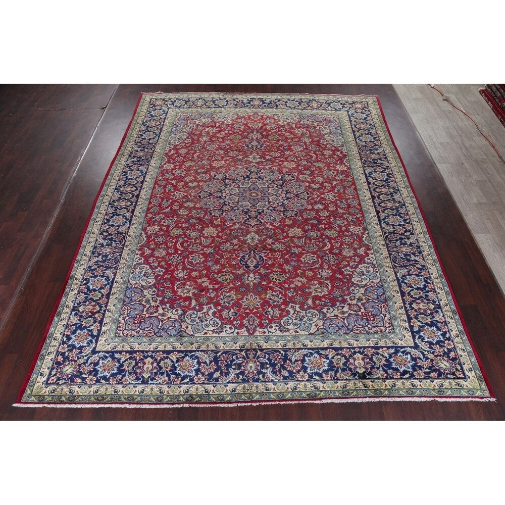 Najafabad Floral Medallion Traditional Handmade Wool Persian Area Rug - 12'10" x 9'11"