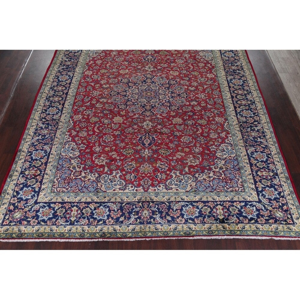 Najafabad Floral Medallion Traditional Handmade Wool Persian Area Rug - 12'10" x 9'11"