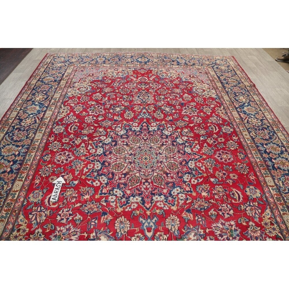 Najafabad Floral Medallion Traditional Handmade Wool Persian Area Rug - 13'10" x 9'8"