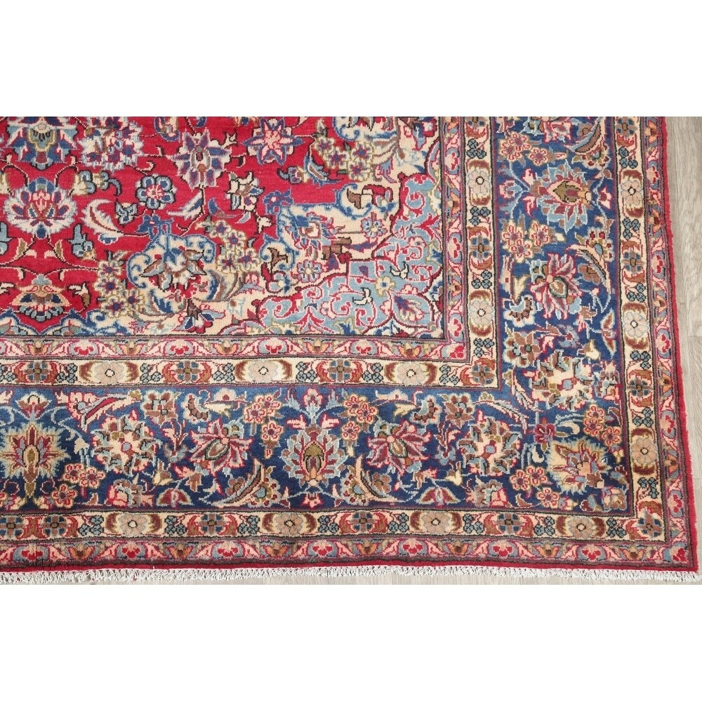 Najafabad Floral Medallion Traditional Handmade Wool Persian Area Rug - 13'10" x 9'8"