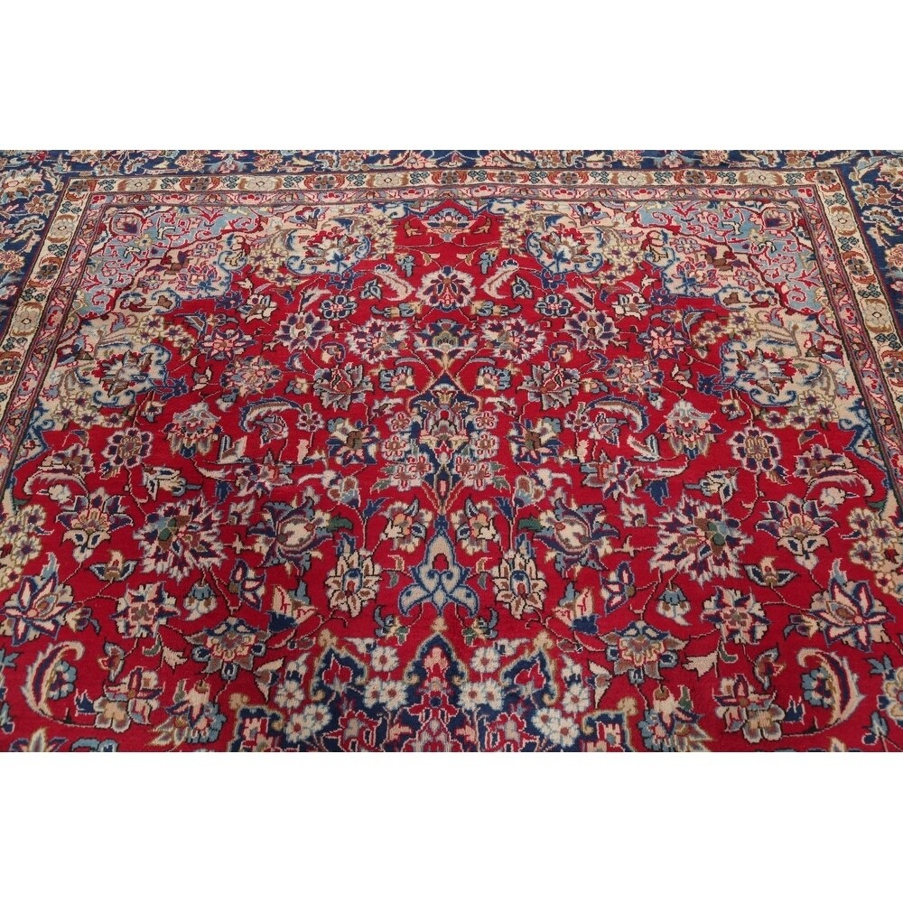 Najafabad Floral Medallion Traditional Handmade Wool Persian Area Rug - 13'10" x 9'8"