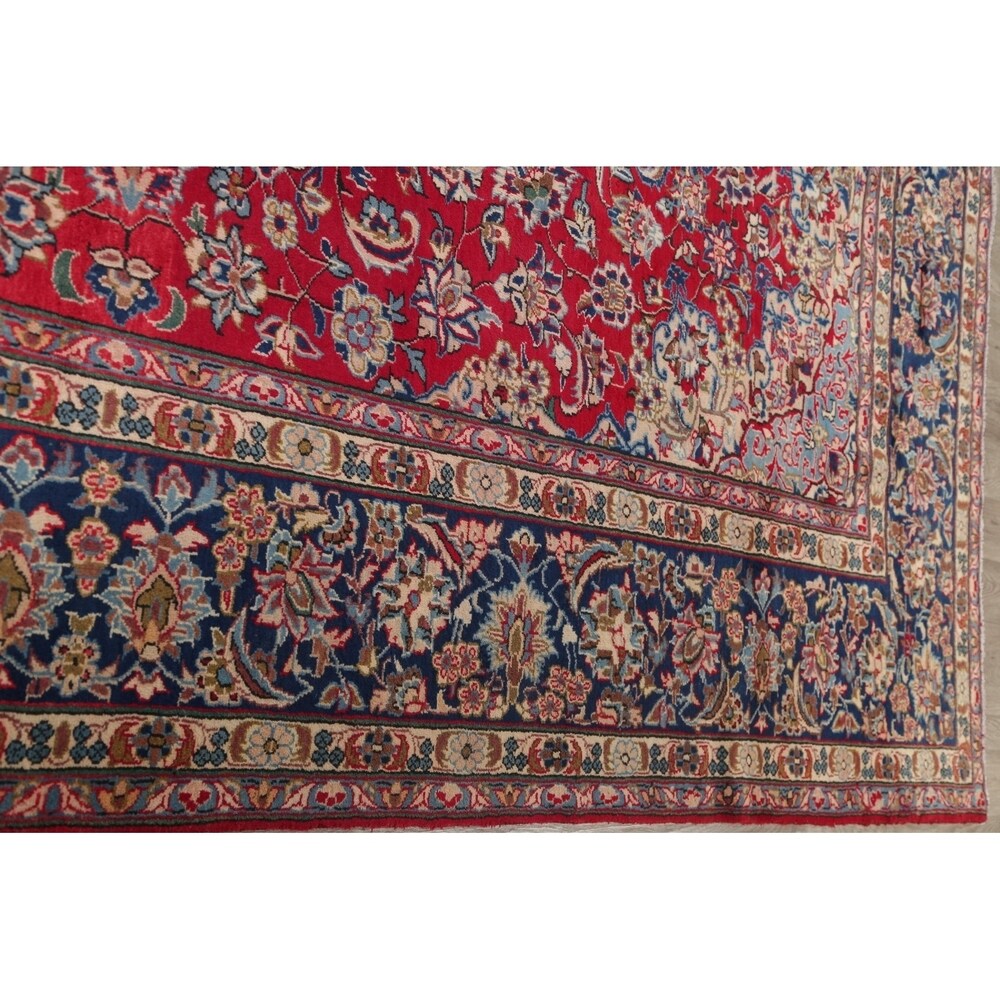 Najafabad Floral Medallion Traditional Handmade Wool Persian Area Rug - 13'10" x 9'8"